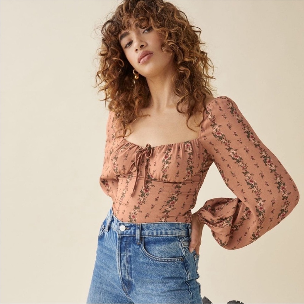 Reformation Prince Top in Dusty Pink Floral Size 2